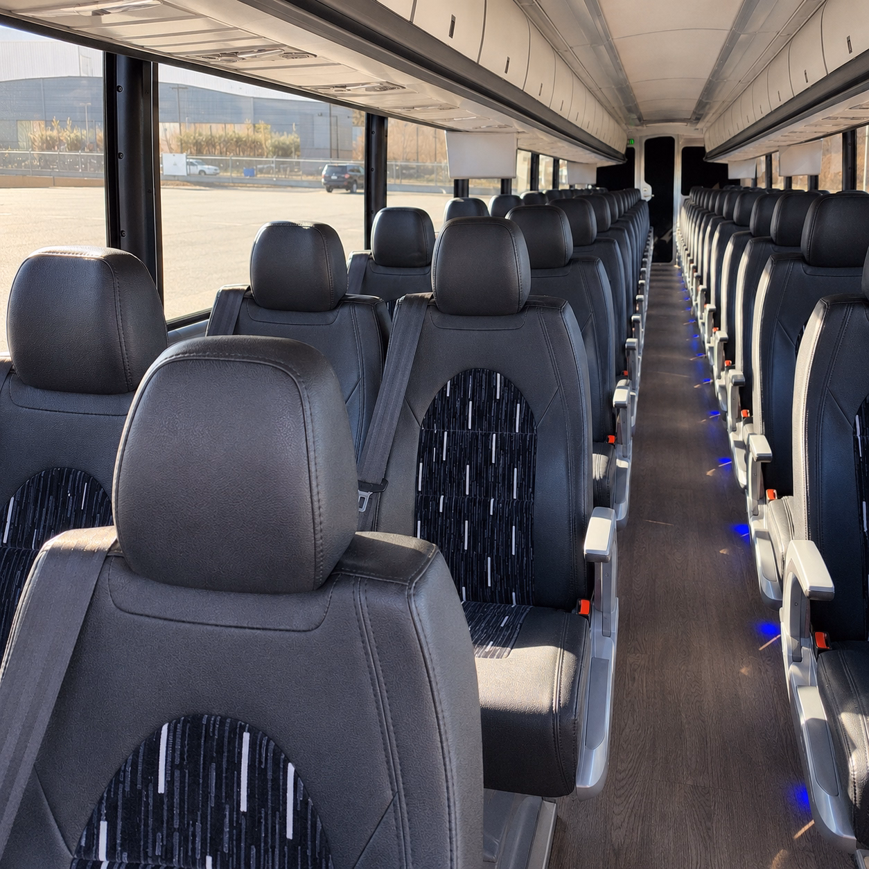 56 passenger charter bus inside