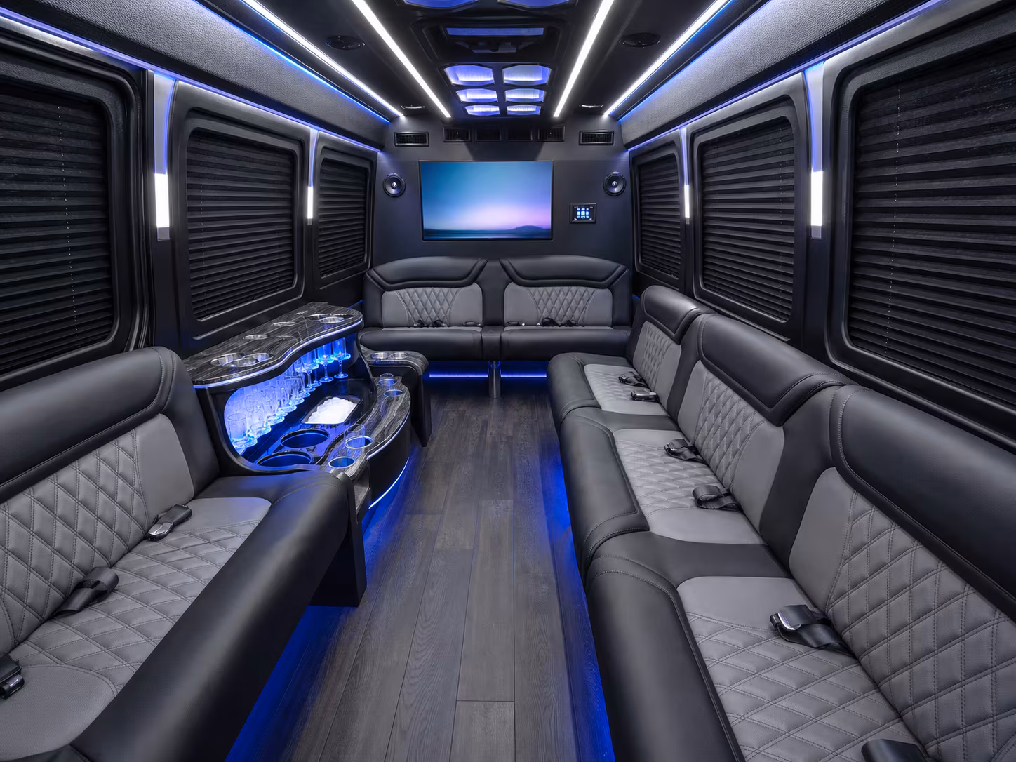 wilmington 20 passenger party bus interior