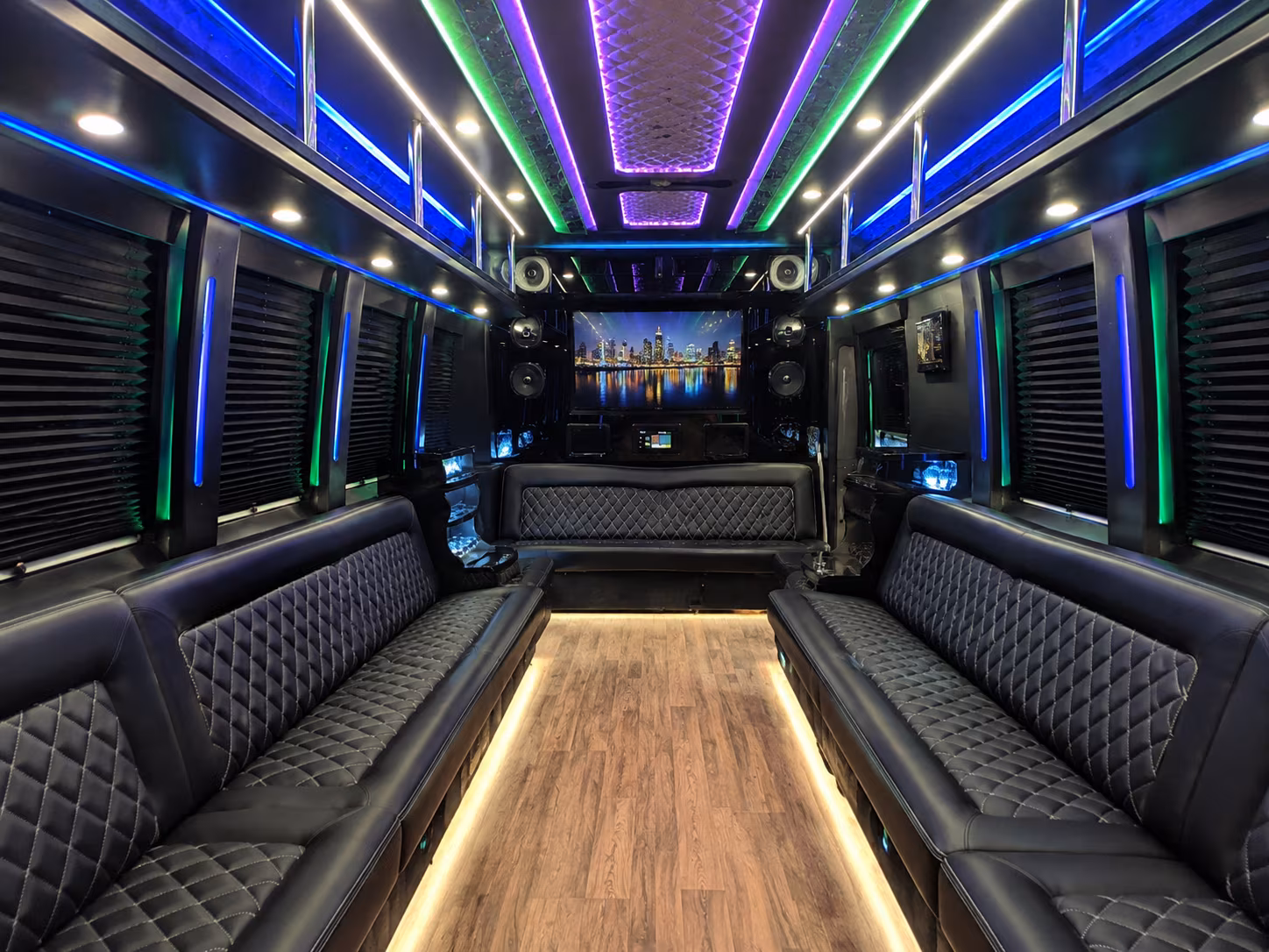 wilmington 25 passenger party bus interior