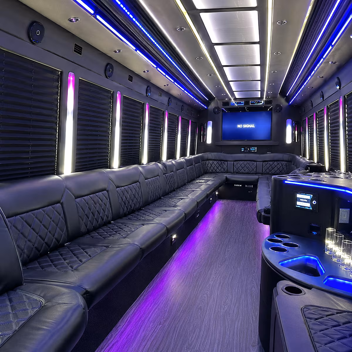 wilmington 30 passenger party bus inside