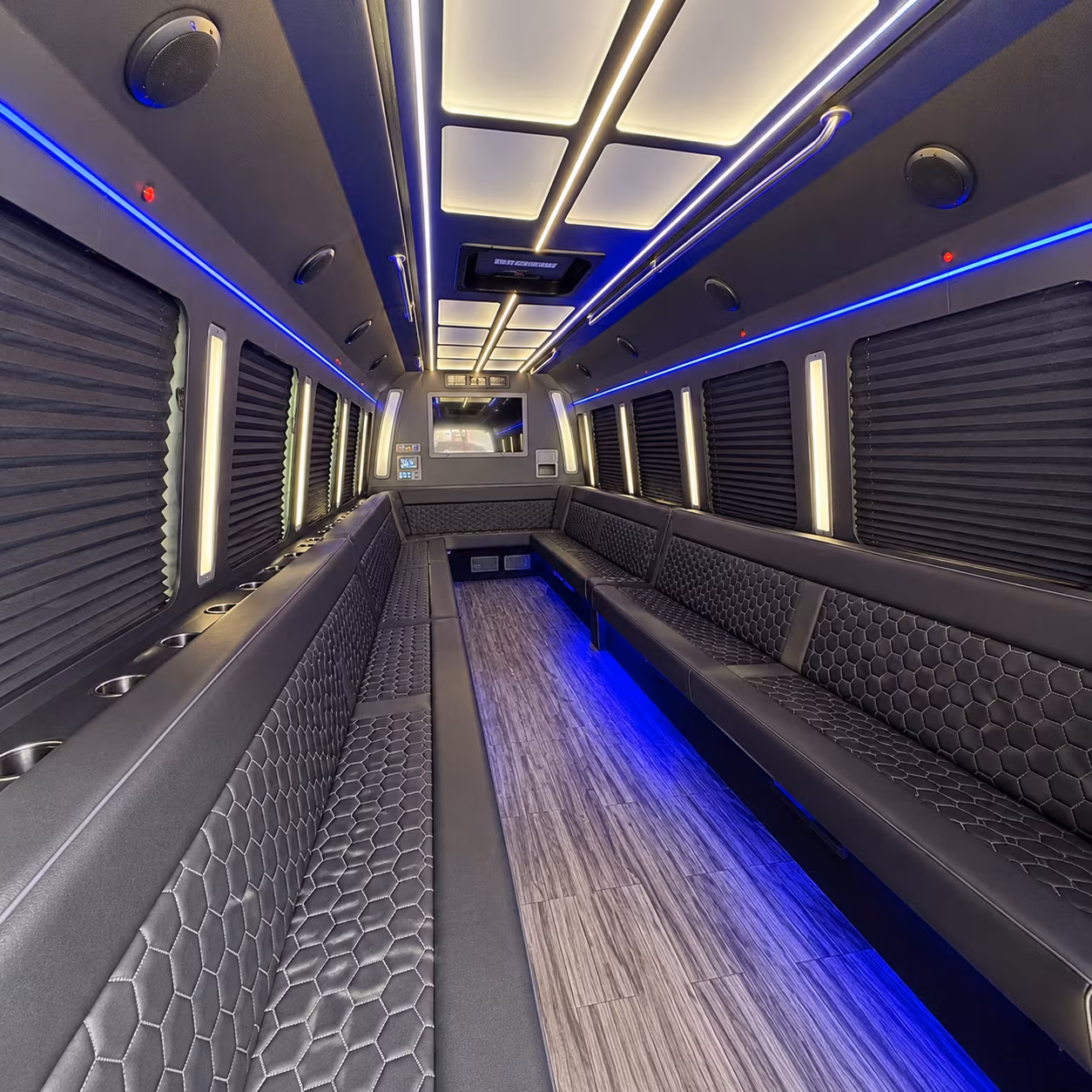 wilmington 30 passenger party bus interior