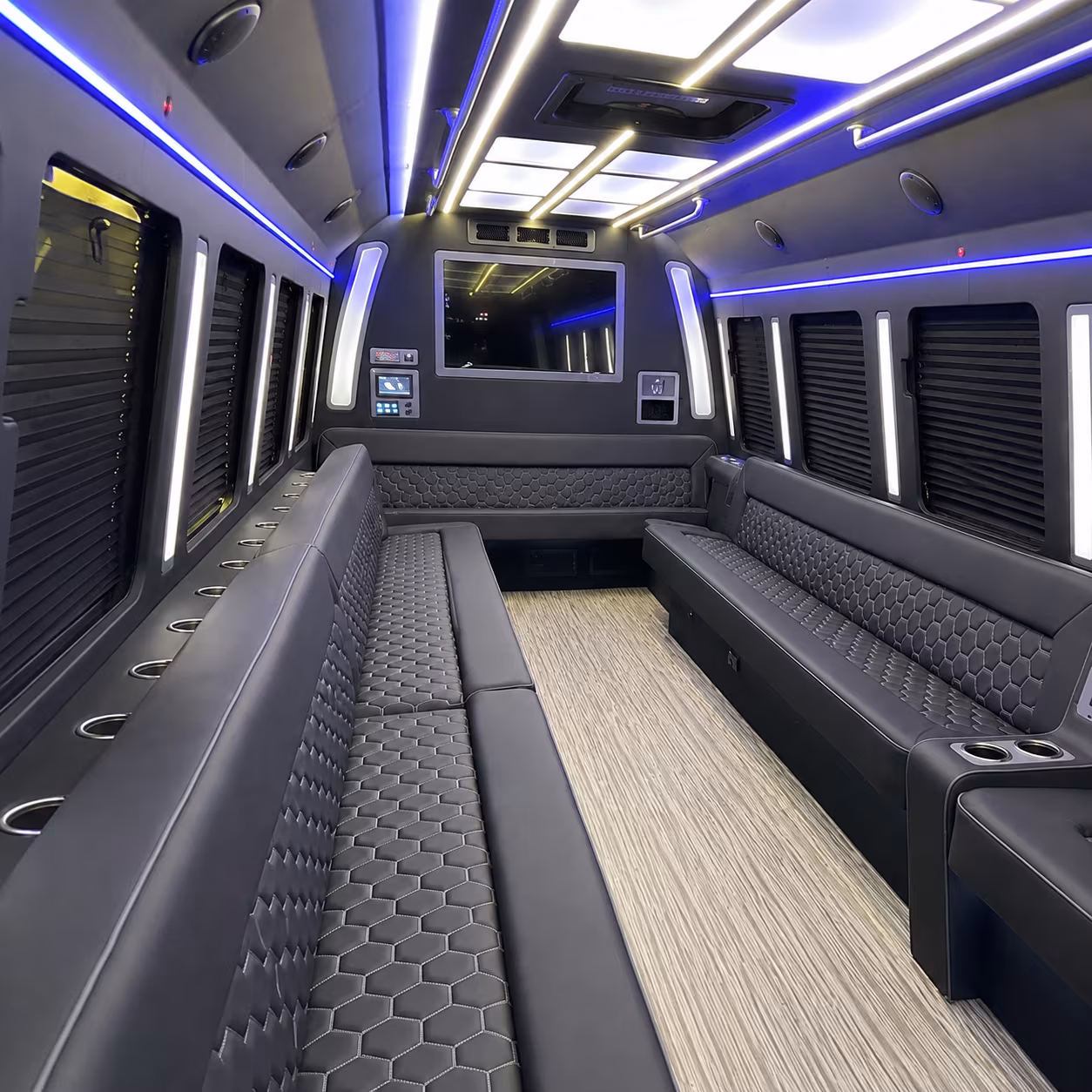 wilmington 40 passenger party bus inside